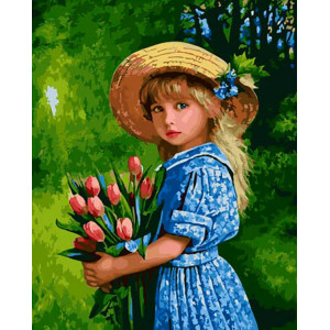 Картина по номерам "Девочка с тюльпанами"