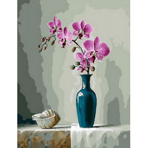 Картина по номерам "Орхидея и ракушка"