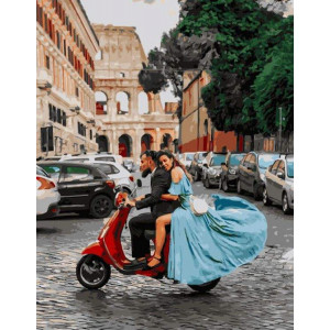 Картина по номерам "Римская поездка на мопеде"