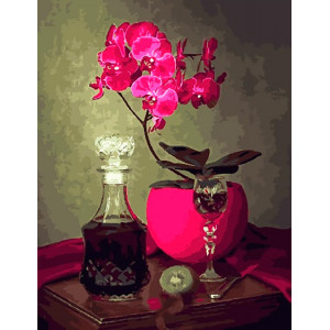 Картина по номерам "Вино та орхідеї"