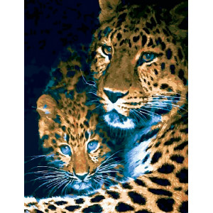 Картина по номерам "Леопарды. Мать и дитя"