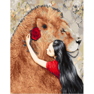 Картина по номерам "Дівчина та лев"