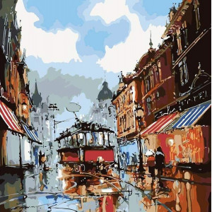Картина по номерам "Дощові вулиці міста"