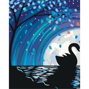 Картина по номерам "Лебедь в лунном сиянии"