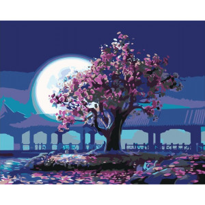 Картина по номерам "Сакура под луной"