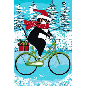 Картина по номерам "На велосипеде. Зима"