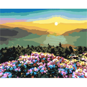 Картина по номерам "Рассвет в горной долине."