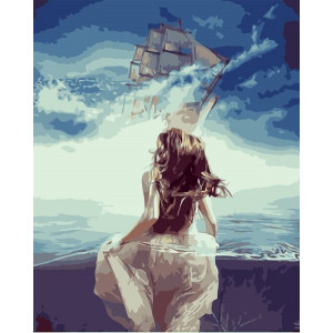 Картина по номерам "Дівчина та корабель"