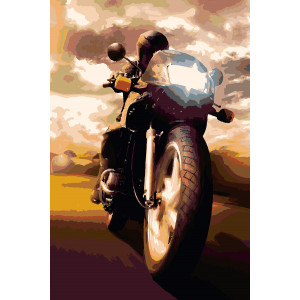 Картина по номерам "Мотоцикл на закате"