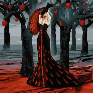 Картина по номерам "Чорна дама із червоним яблуком"