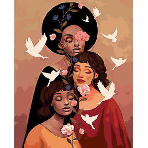 Картина по номерам "Три девушки и розы"