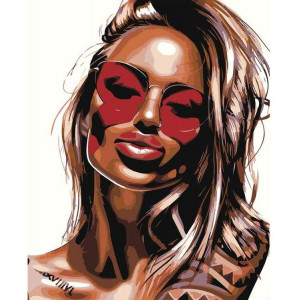Картина по номерам "Дівчина у червоних окулярах"