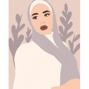 Картина по номерам "Преклассная мусульманка. Серебряная краска. Минимализм"