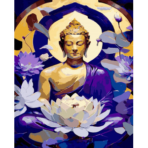Картина по номерам "Будда з фарбою металік"