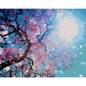 Картина по номерам "Сакура на фоне солнца"
