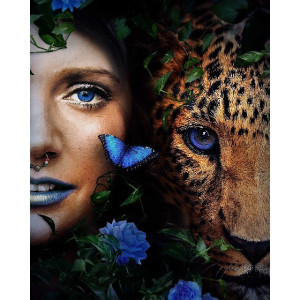 Картина по номерам "Дівчина з леопардом"