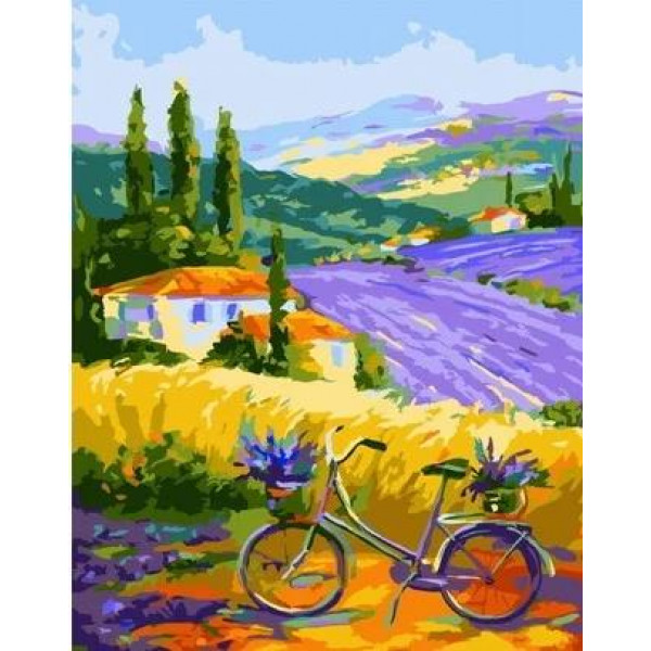 Картина по номерам "Велосипед на лавандовых полях"