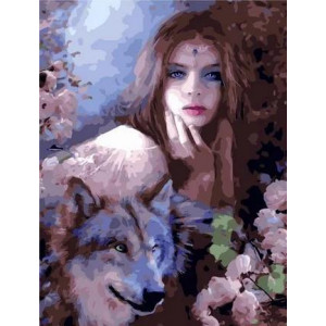 Картина по номерам "Девушка и волк"