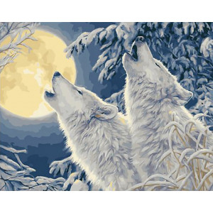 Картина по номерам "Волчий вой в зимнем лесу"