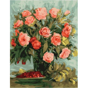 Картина по номерам "Букет коралловых роз"