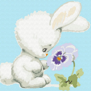 Картина по номерам "Зайченя з квіткою"