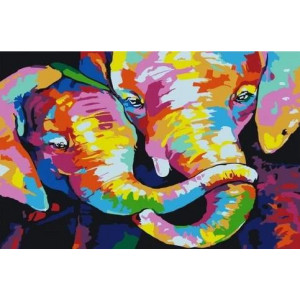 Картина по номерам "Разноцветные слоны"