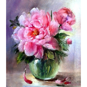 Картина по номерам "Розовые пионы в вазе"