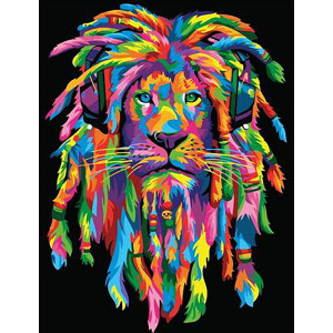 Картина по номерам "Стильный радужный лев"