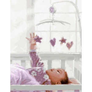 Картина по номерам "Малыш в кроватке"