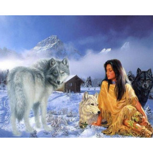 Картина по номерам "Дівчина з вовками"