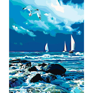 Картина по номерам "Вітрилки в морі"