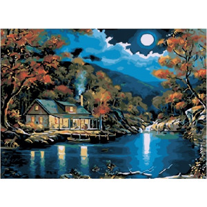 Картина по номерам "Луна над рекой"