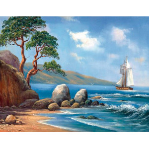 Картина по номерам "Парусник у берега"