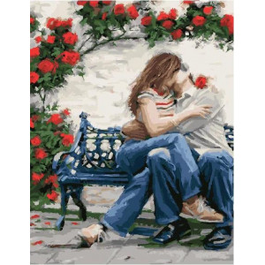 Картина по номерам "Поцелуй и розы"