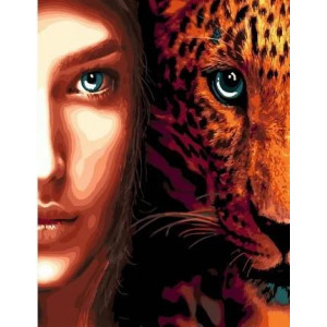 Картина по номерам "Дівчина та леопард"