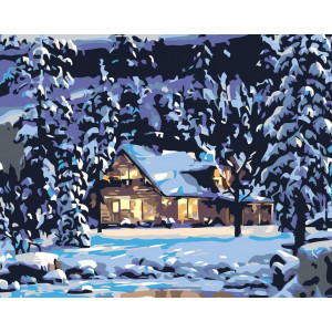 Картина по номерам "Домик в снегу"