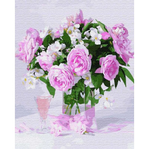 Картина по номерам "Свежие розы в вазе"