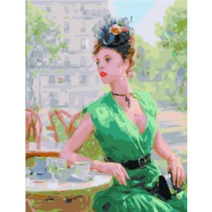 Картина по номерам "Дама в зеленом платье"