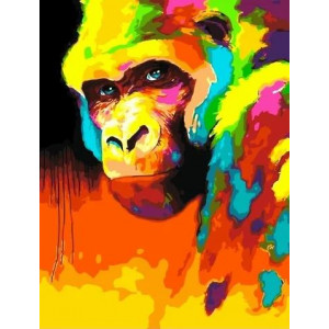 Картина по номерам "Разноцветная горилла"