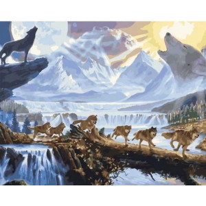 Картина по номерам "Волки и горы"