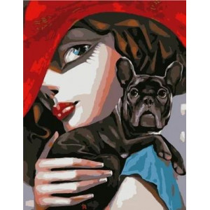 Картина по номерам "Девушка и собачка"