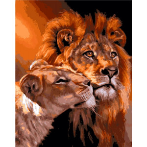 Картина по номерам "Влюбленные львы"
