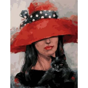 Картина по номерам "Дама с черной кошкой"