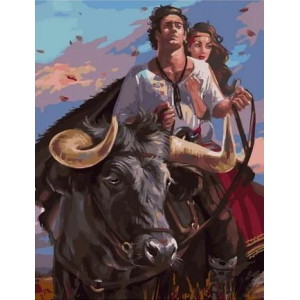 Картина по номерам "Верхом на быке"