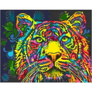 Картина по номерам "Взгляд радужного тигра"