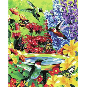 Картина по номерам "Колибри среди цветов"