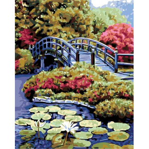 Картина по номерам "Мост через пруд"