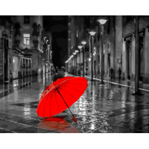 Картина по номерам "Красный зонт"