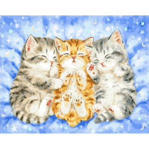 Картина по номерам "Сплячі кошенята"