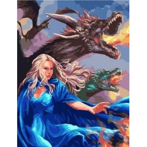 Картина по номерам "Дівчина та дракони"